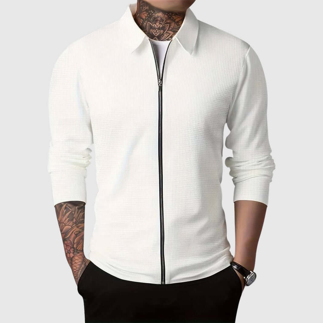 Drune | Herren Waffelstrick Zip-Up Jacke