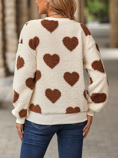 Drune | Cozy knit sweater with heart pattern for winter elegance