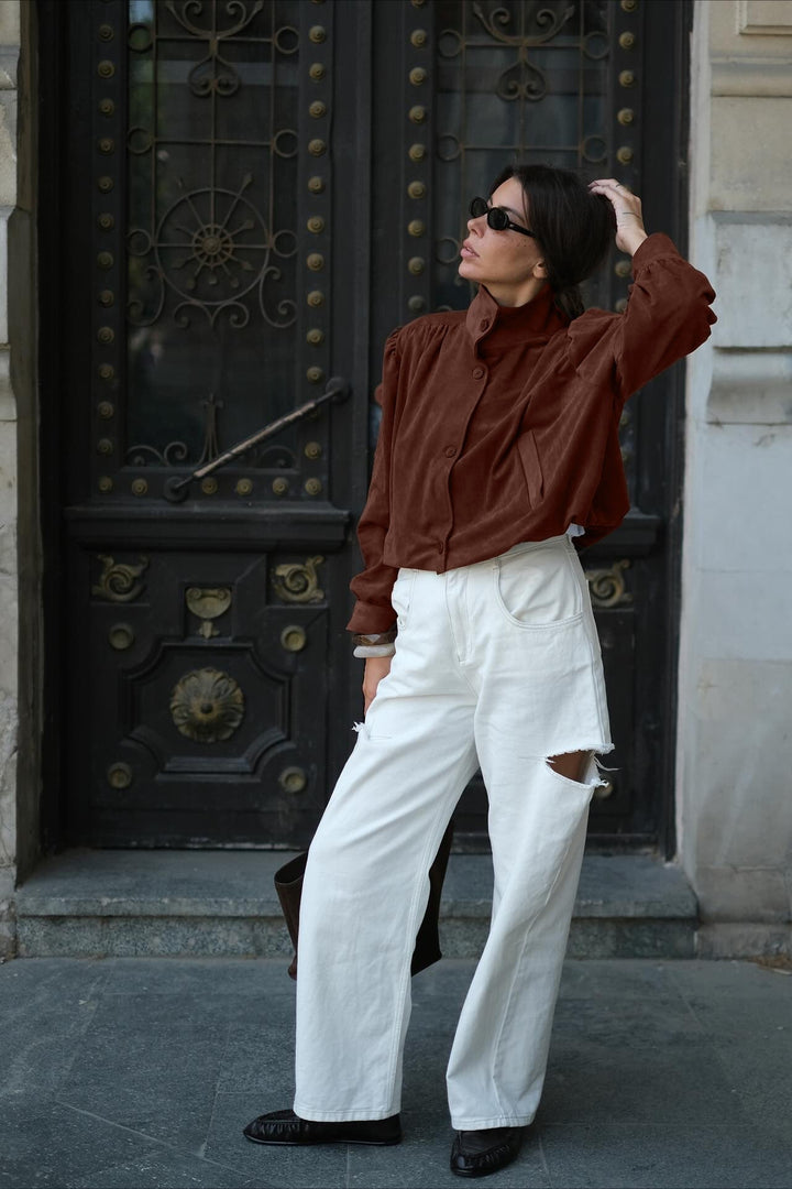 Drune | Wildleder Stil Langarmjacke