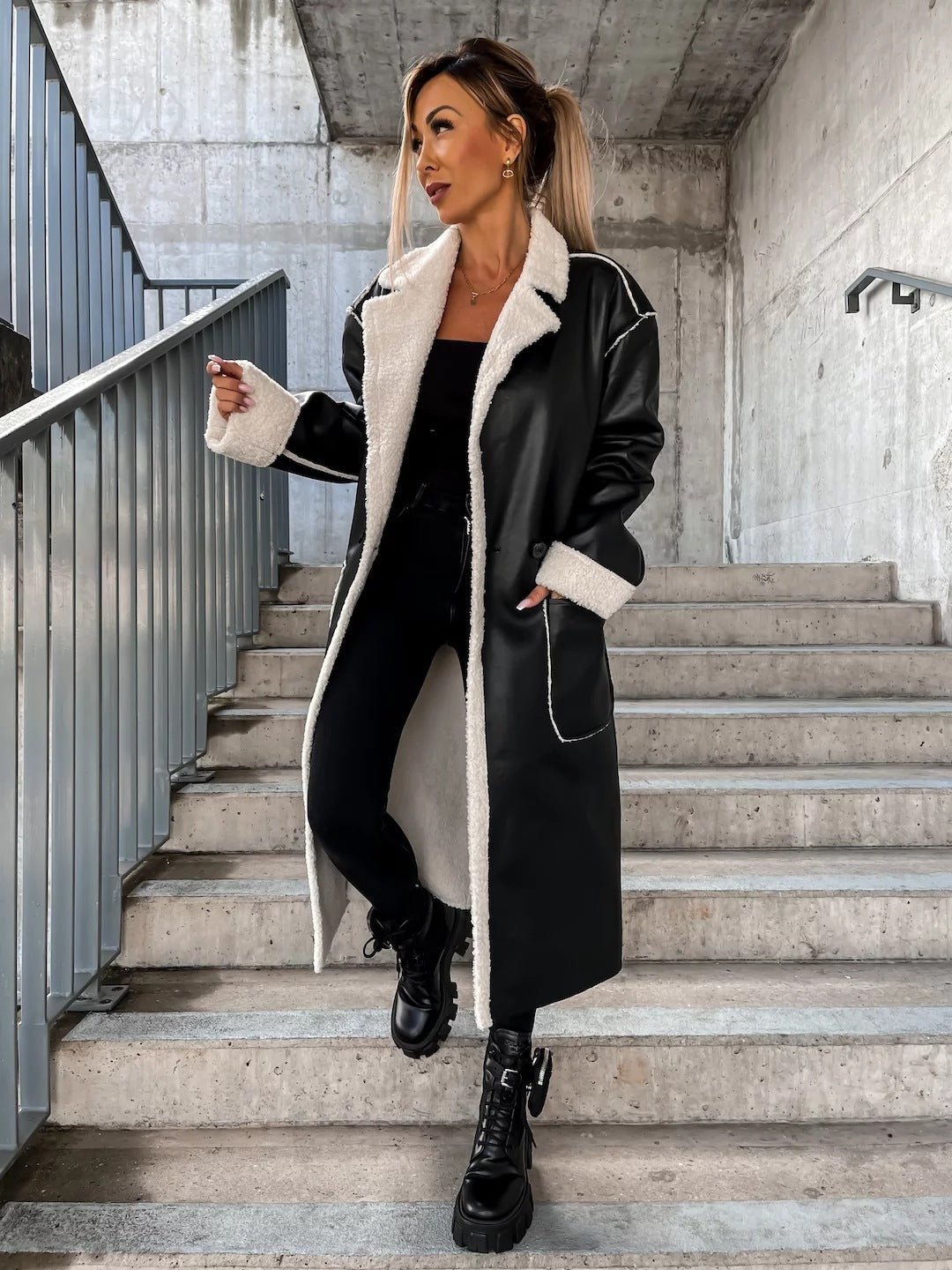Drune | Tone Kunstleder Trenchcoat - Aussagekräftige outerwear - Gürteldesign - Modern Chic