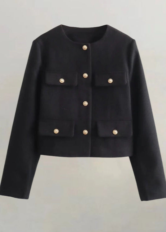 Drune | Tweed cropped Jacket – Klassische Eleganz mit goldenen Knopfakzenten
