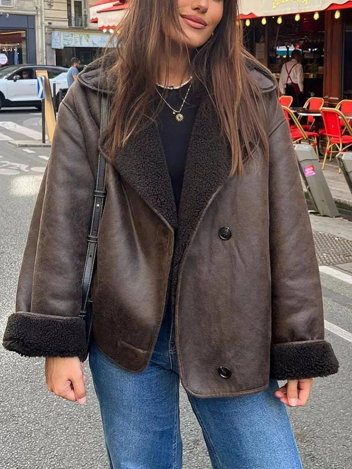 Drune | Cozy oversized fleece-lined jacket with a lapel collar