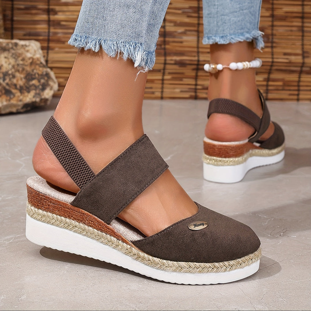 Drune | Damen Sandalen Auf Plattform: Rutschfest, Geschlossene Zehe, Elastischer Riemen