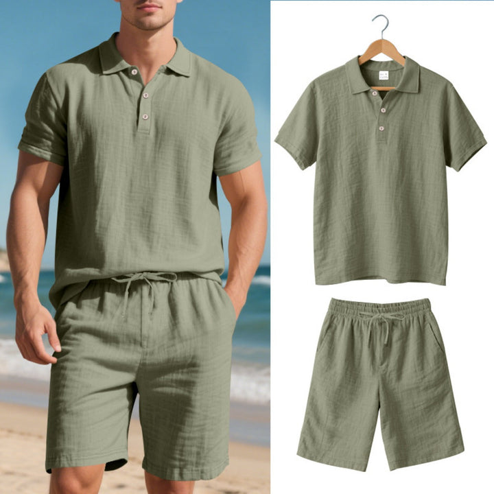 Drune | Kurzärmliges Poloshirt und Shorts Strandanzug