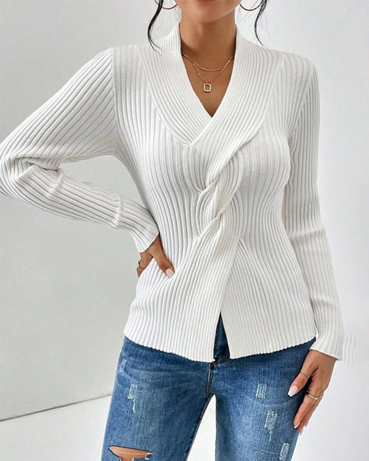 Drune | Twist-Front Ripp-Strickpullover