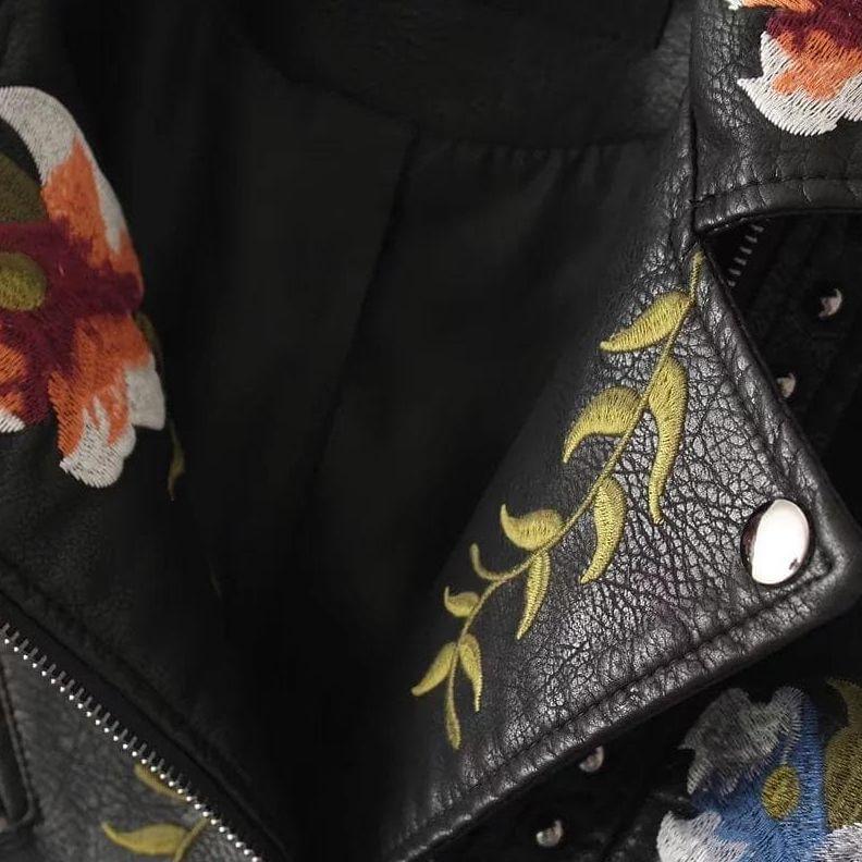 Drune | Damen Blumen PU Lederjacke