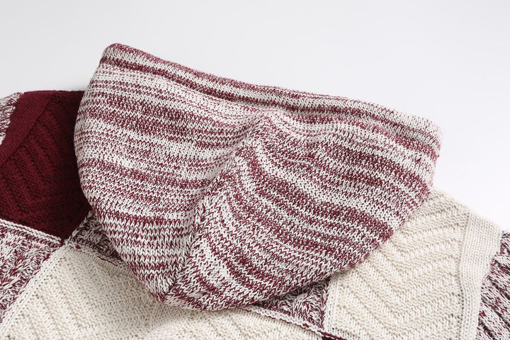 Drune | Kapuze Strickdesign Patchwork Muster Bequeme Passform