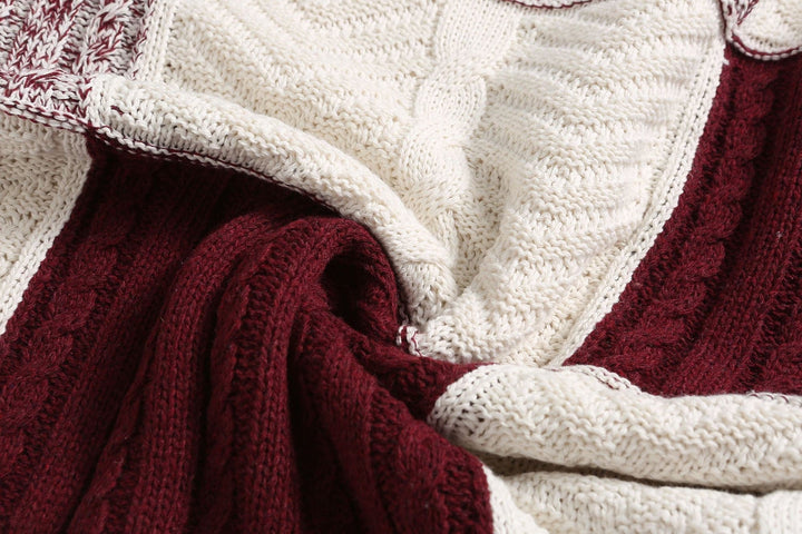 Drune | Kapuze Strickdesign Patchwork Muster Bequeme Passform