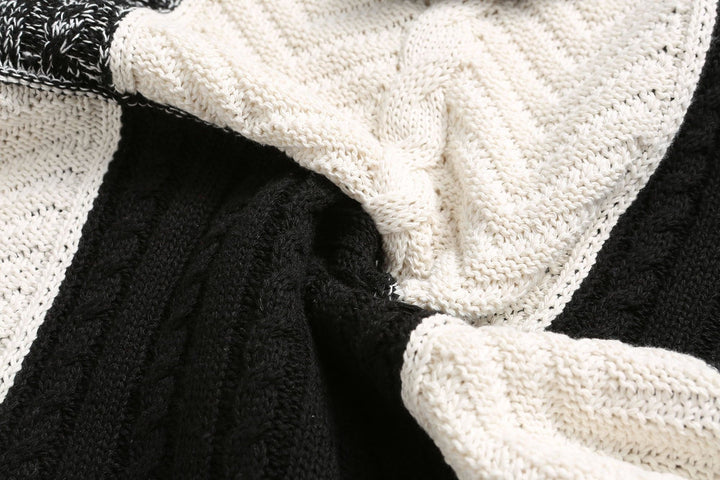 Drune | Kapuze Strickdesign Patchwork Muster Bequeme Passform