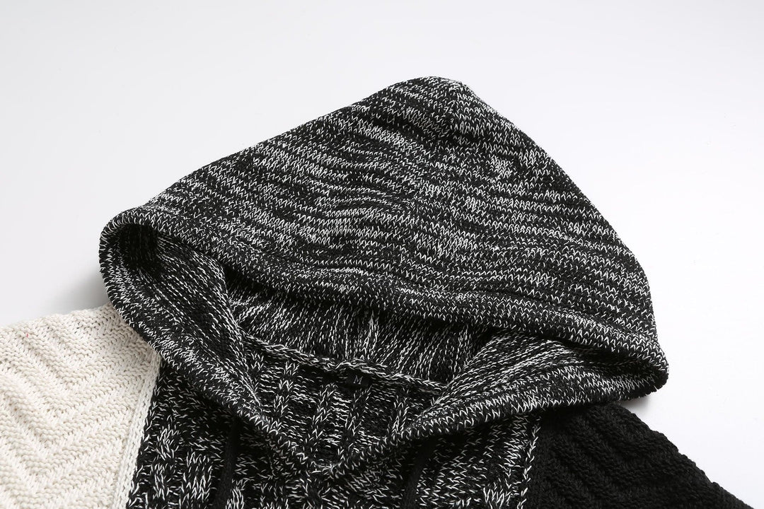Drune | Kapuze Strickdesign Patchwork Muster Bequeme Passform