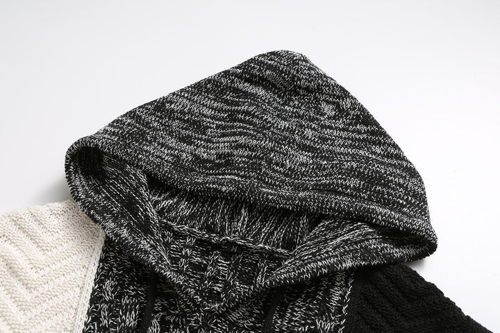 Drune | Kapuze Strickdesign Patchwork Muster Bequeme Passform