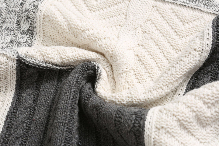 Drune | Kapuze Strickdesign Patchwork Muster Bequeme Passform