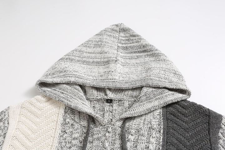 Drune | Kapuze Strickdesign Patchwork Muster Bequeme Passform