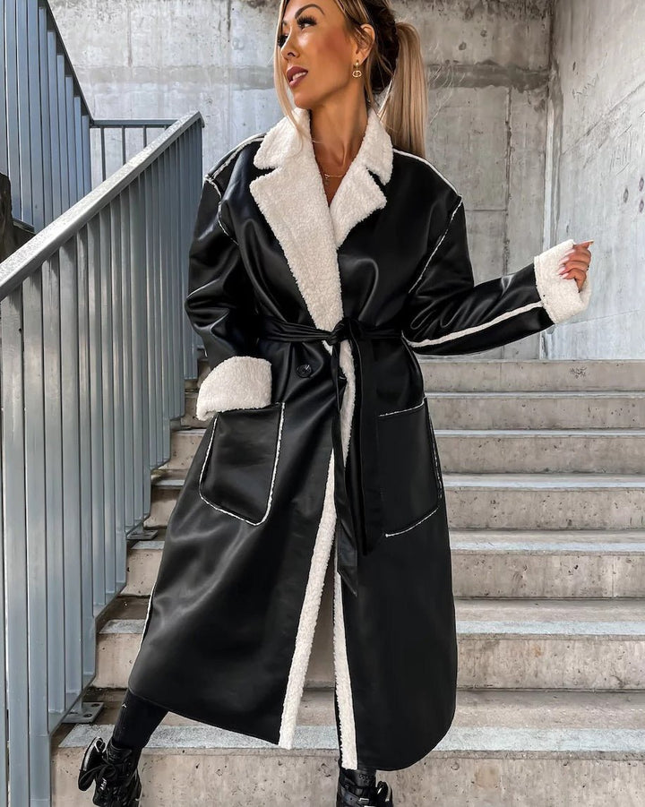 Drune | Tone Kunstleder Trenchcoat - Aussagekräftige outerwear - Gürteldesign - Modern Chic