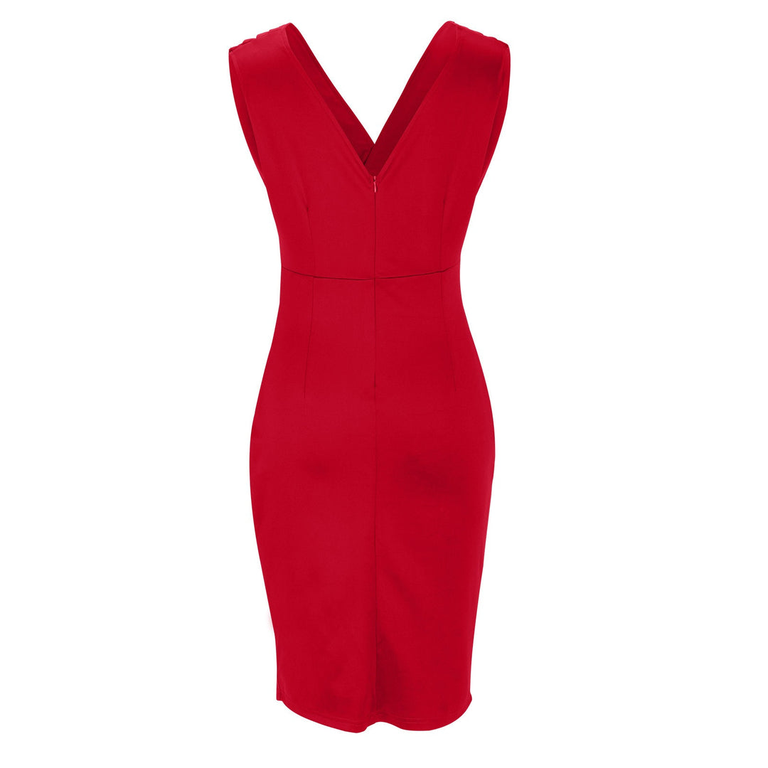 Drune | Stilvolle Knielange Kleid mit Faltenwurf und Seitenschlitzen