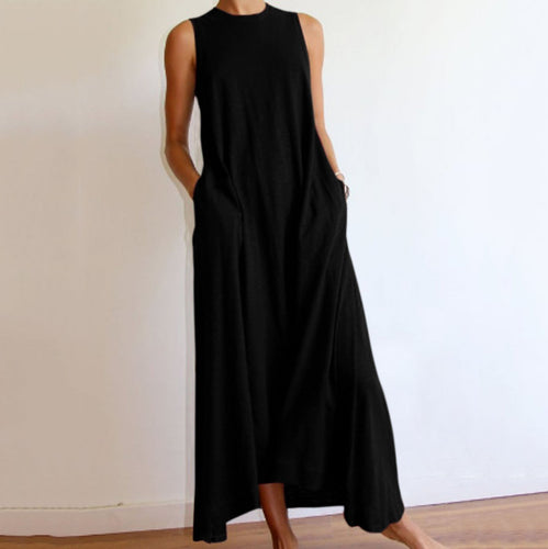Drune | Ärmelloses Maxikleid mit Einfachem Rundhalsausschnitt