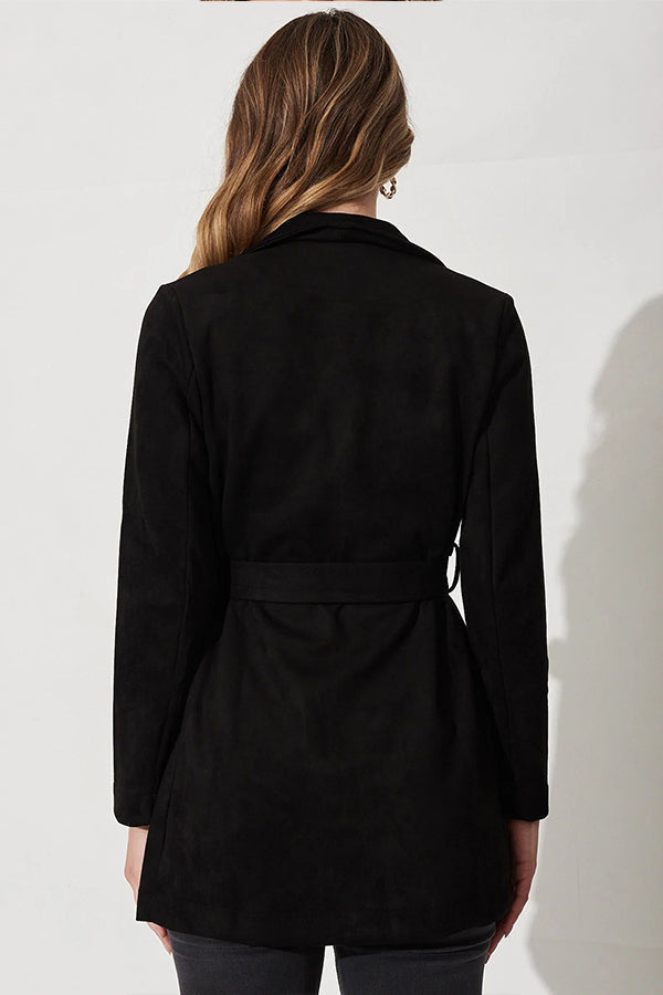 Drune | Farbe Anzug Strickjacke großer Revers Wildleder langärmlige Jacke