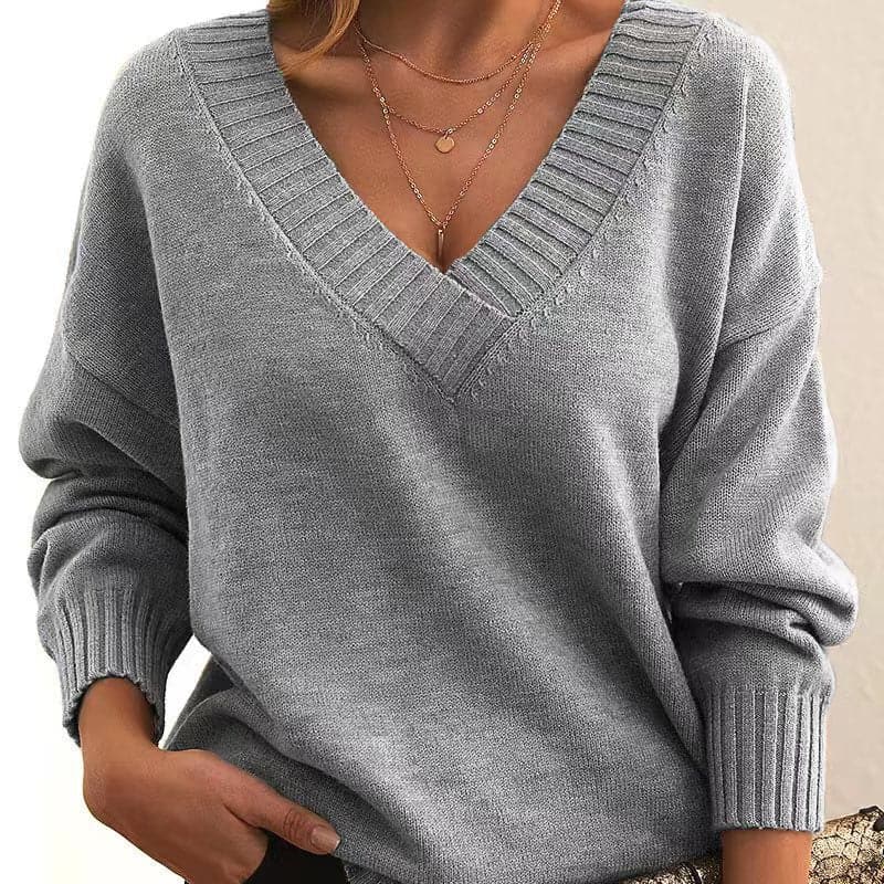 Drune | Strickpullover - Weiche Wollmischung - V-Ausschnitt - Lockerer Schnitt - Lange Ärmel