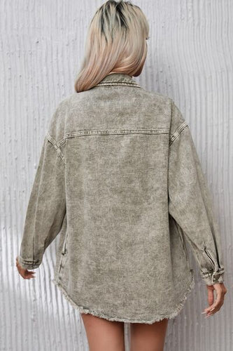 Drune | Button Up Pocketed Raw Hem Denimjacke