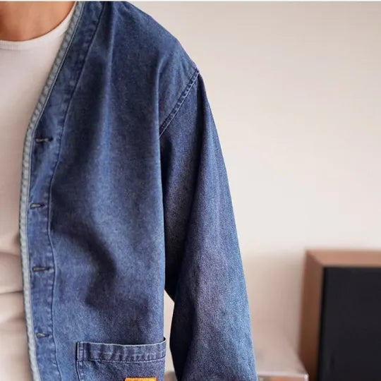 Drune | Herren Jeansjacke mit V-Ausschnitt