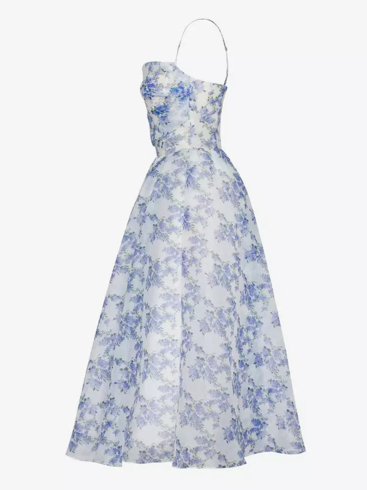Damen Midi-Kleid mit elegantem Chiffon und floralen Applikationen Drune