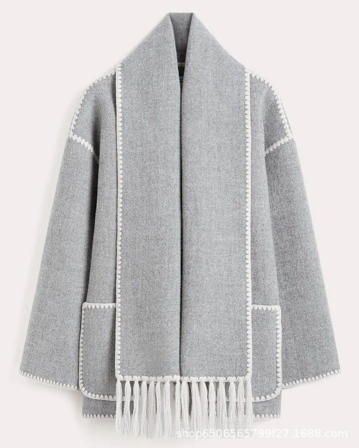 Drune | Blend Cape Mantel - Fransenbesatz - Übergröße - Elegante Statement-Oberbekleidung