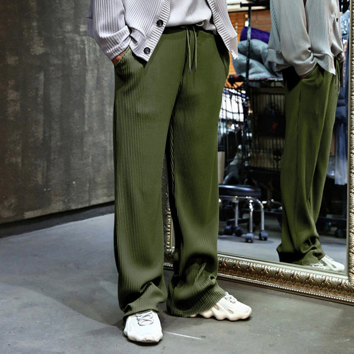 Drune | Dropping Gestreifte Hose mit hoher Taille und weitem Bein