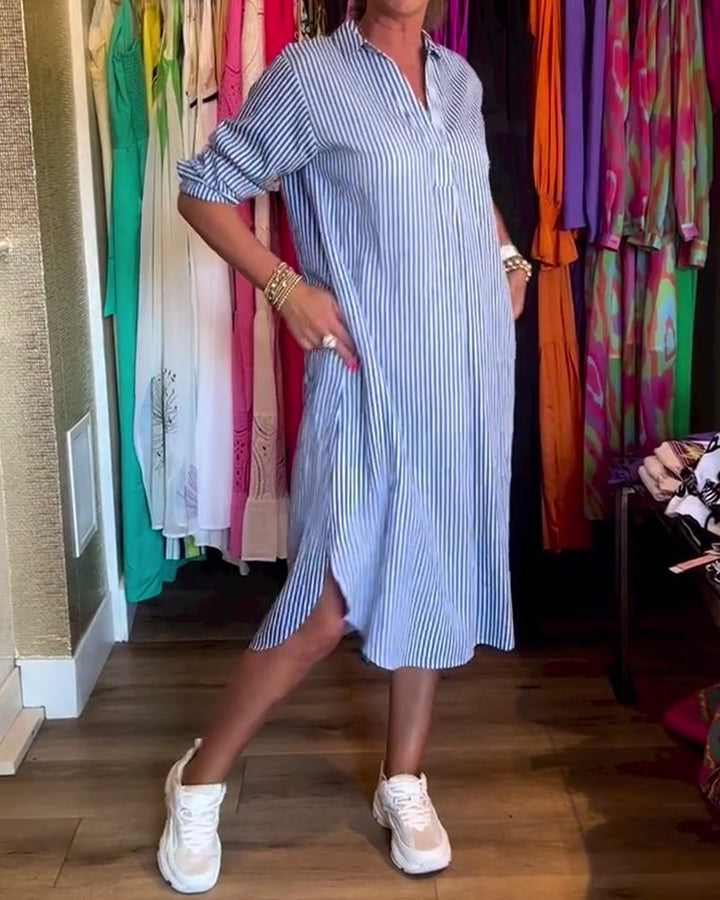 Drune | Gestreiftes Hemdkleid In Lässiger Passform