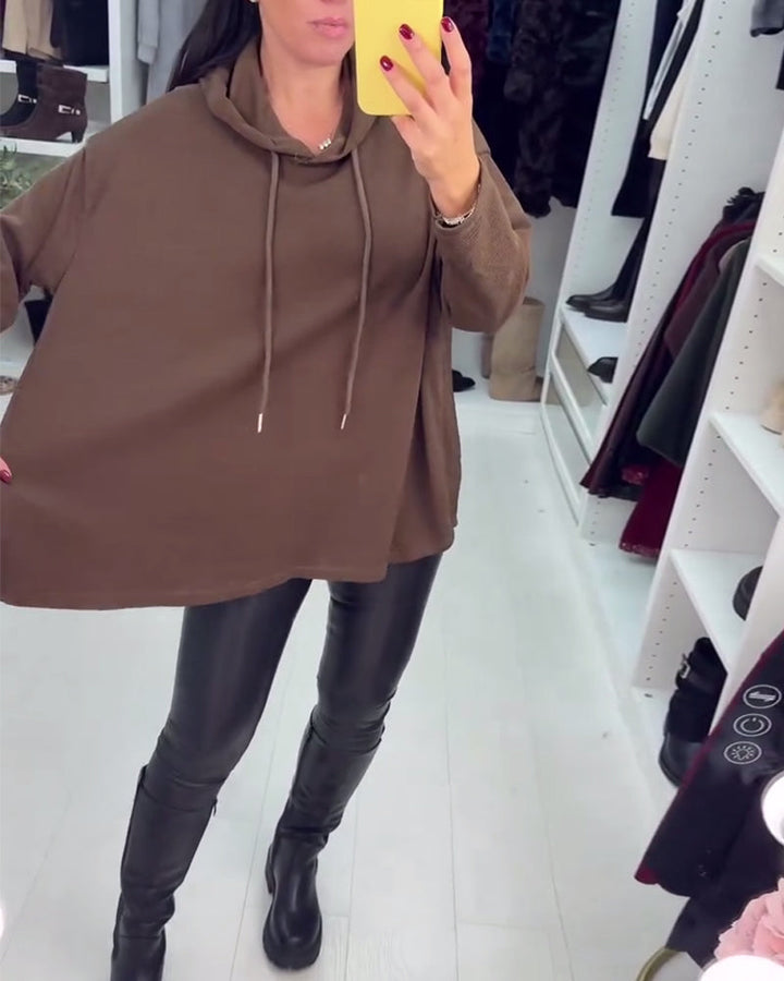 Drune | Weite Uni Langarm Kapuzenpullover