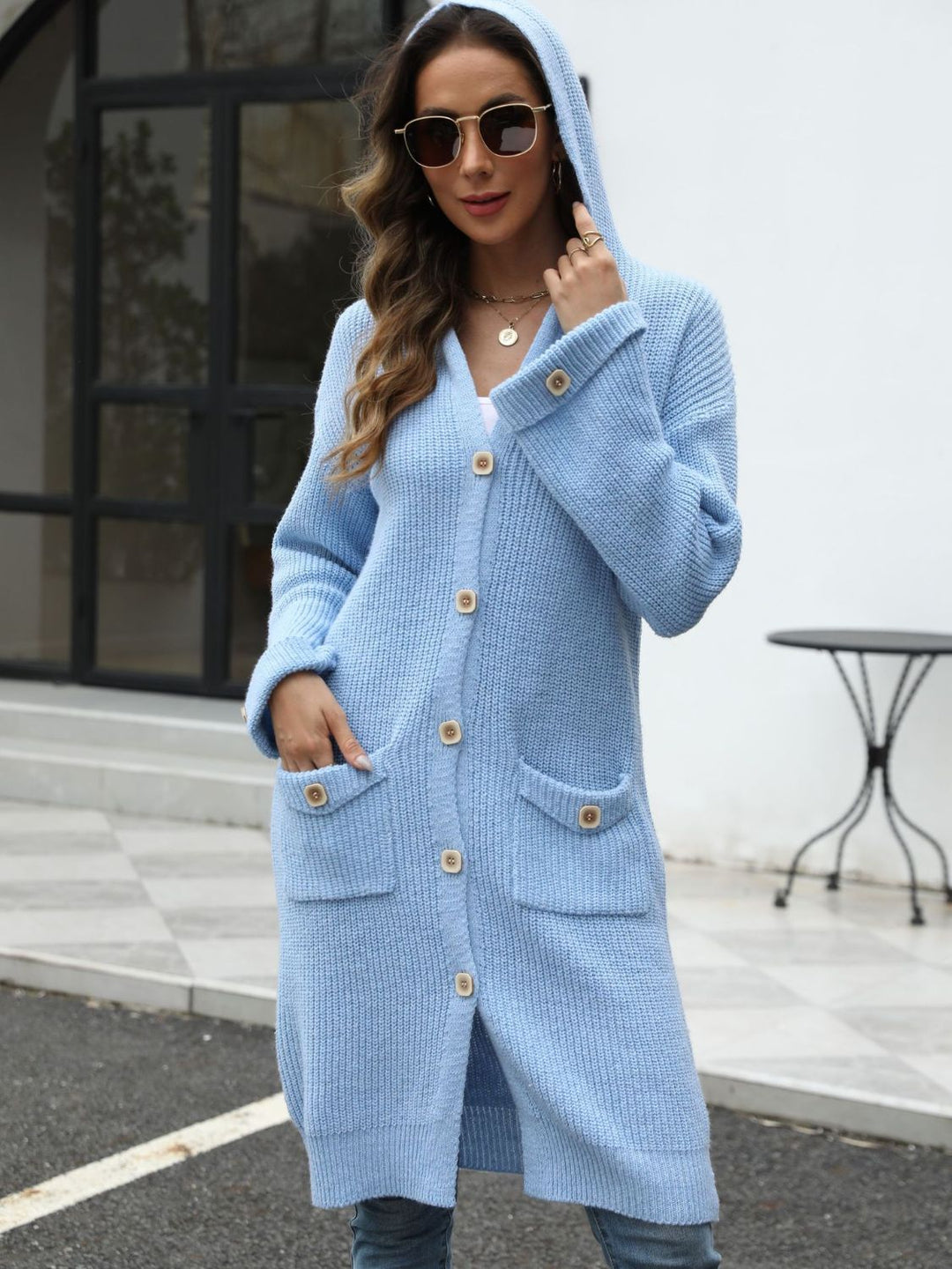 Drune | Lange Strickjacke Knopfverschluss Zeitlos und Bequem