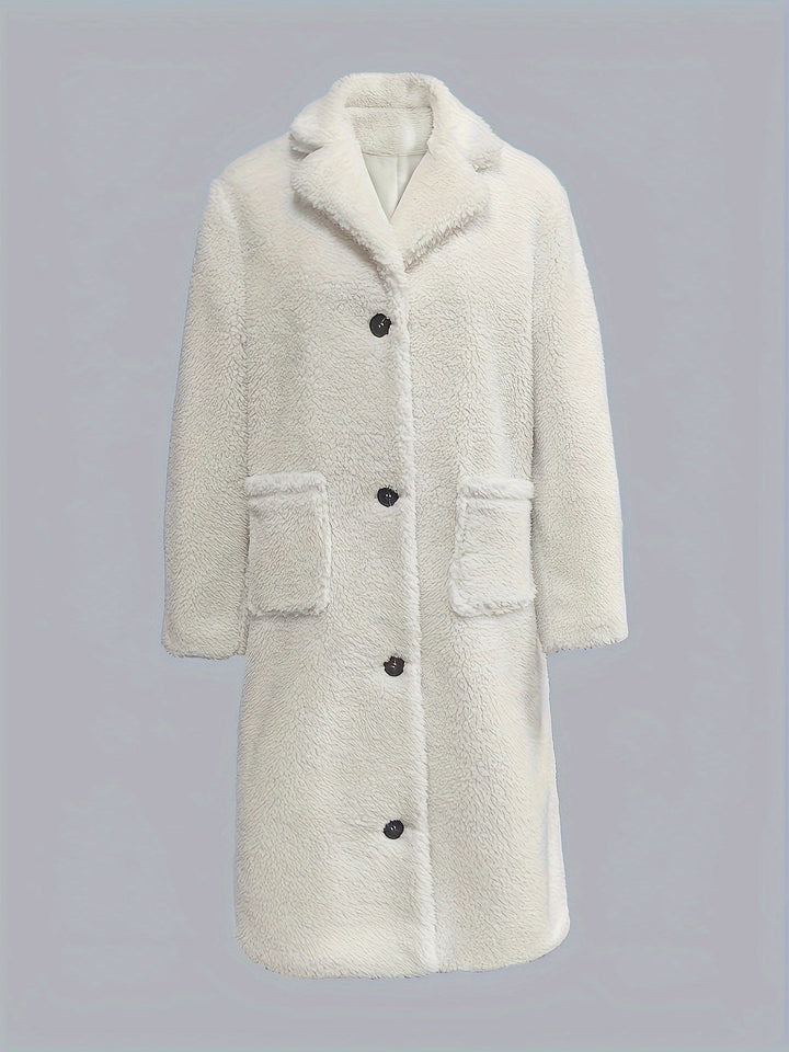 Drune | Lange Plüschjacke mit Großen Knöpfen Polyester Elegant und Warm
