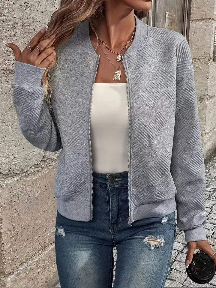 Drune | Cardigan - Damen Herbst Zip-Up Texturierter Cardigan mit Rippbund