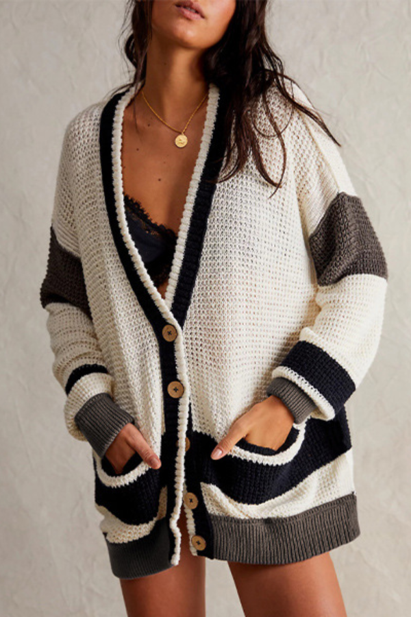 Drune | Jacke Oversized Pocket Colorblock Cardigan Pullover