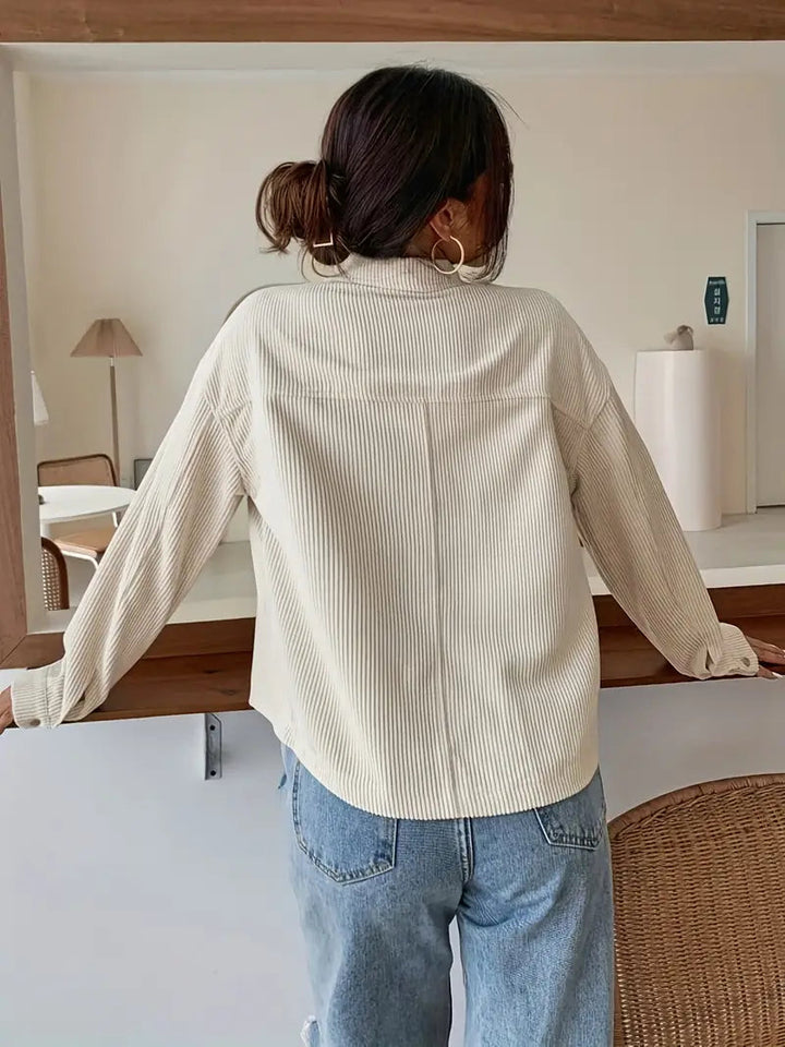 Drune | Langärmelige Taschen Kordjacke mit Knöpfen