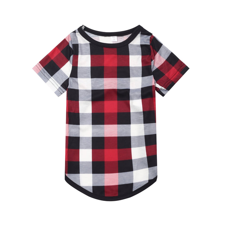 Drune | Weihnachten "Wir sind Familie" Bunte Multi-Element Buchstaben Drucke Rot & Schwarz & Grau & Weiß Karierte Familien-Pyjamas