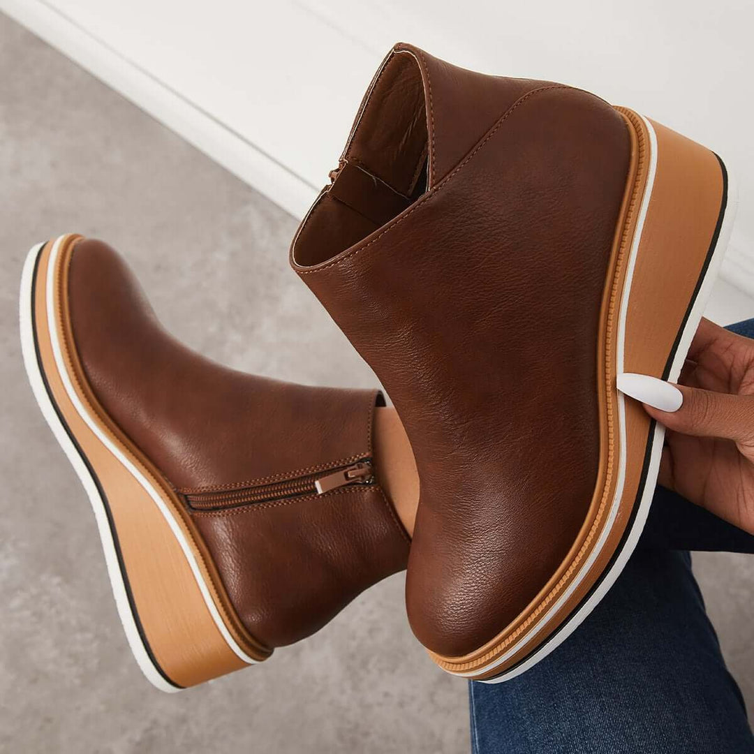 Damen Plateaustiefel Trendig Bequeme Passform Rutschfeste Sohle