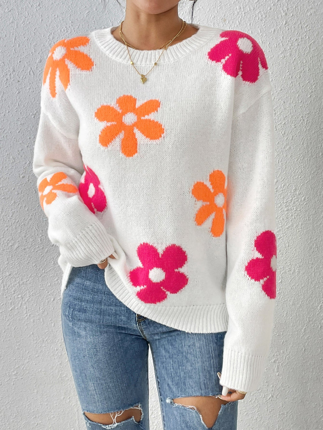 Drune | Strickpullover mit Blumenmuster