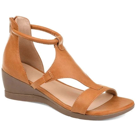 Drune - Lässige Sandalen mit Keilabsatz und Fesselriemchen | Offene Sommersandalen mit Keilabsatz