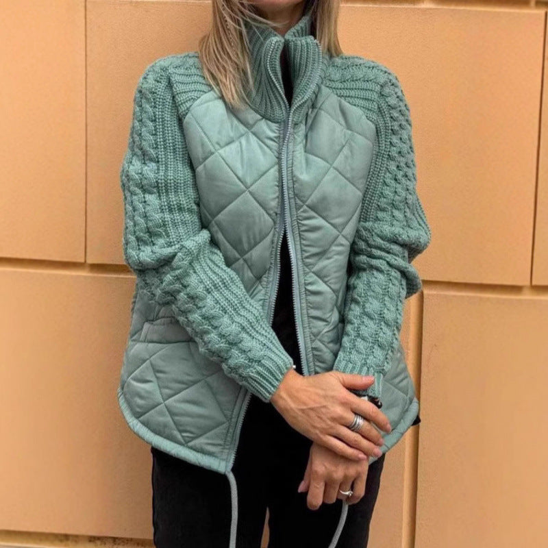 Drune | Cozy quilted jacket with knitted sleeves for women