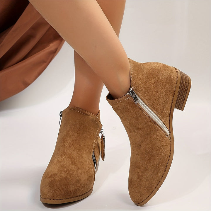 Drune - elegante spitze Stiefeletten mit Absatz und Reißverschluss