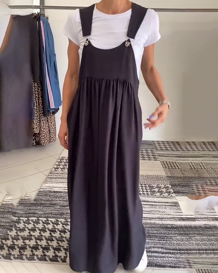 Drune | Kleid Lässig Einfarbig Hosenträger