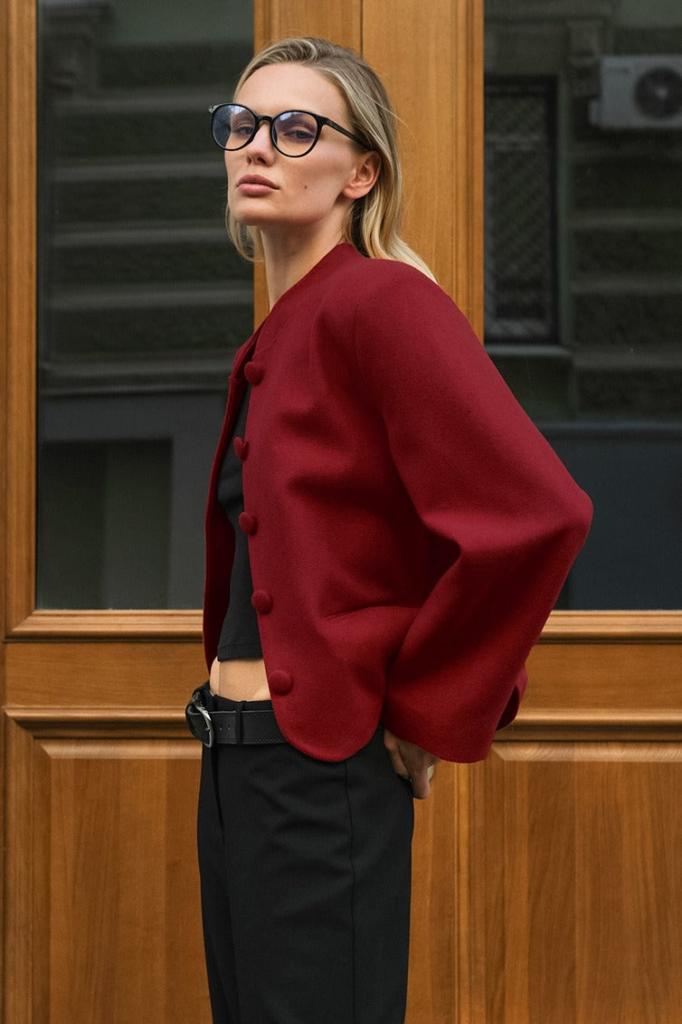 Drune | Roter Wollblazer