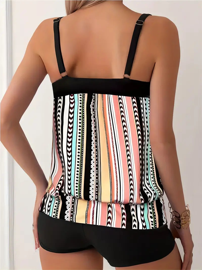 Drune | Gestreifter Tankini mit Druck