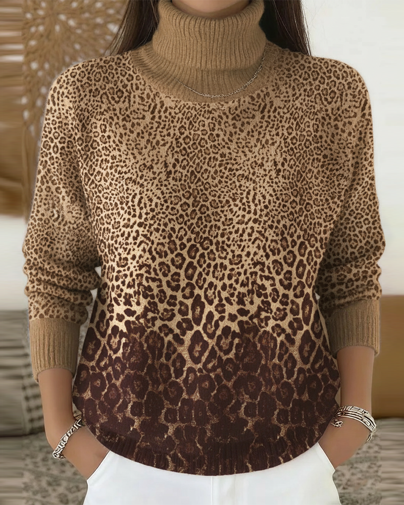 Drune | Leopardenprint Lässig Stehkragen
