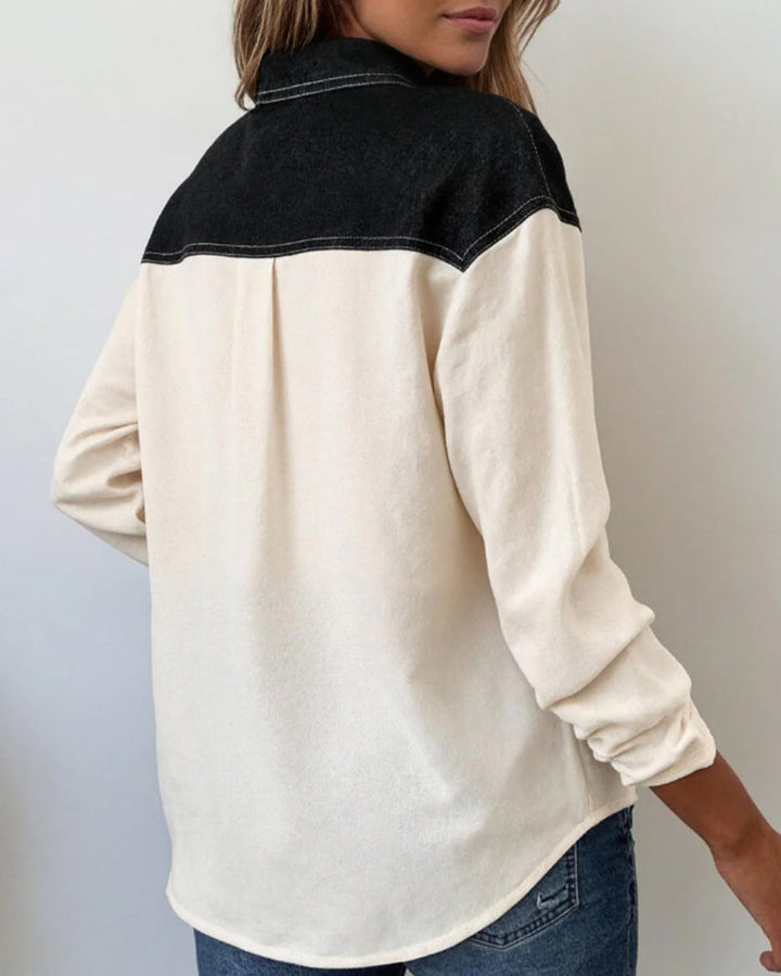 Drune | Lässig Revers Denim Patchwork
