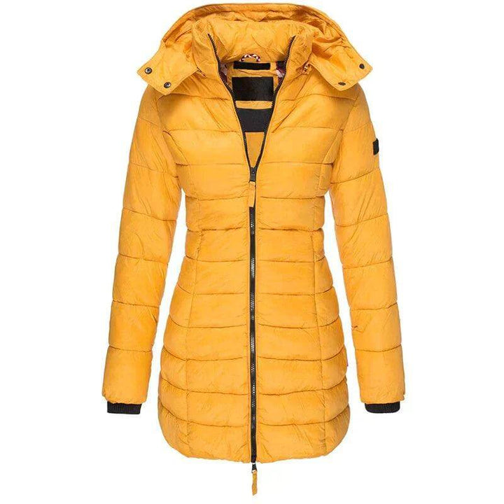 Drune | Damen Lange Winter Pufferjacke mit Kapuze