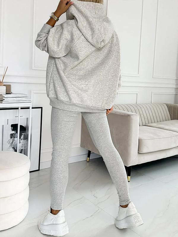 Drune | 3-teiliges Damen-Sportanzug mit lockerem Kapuzenpullover und Slim-Hosen