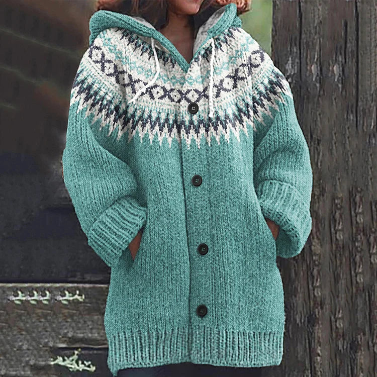 Drune | Warmer Strickcardigan mit Print