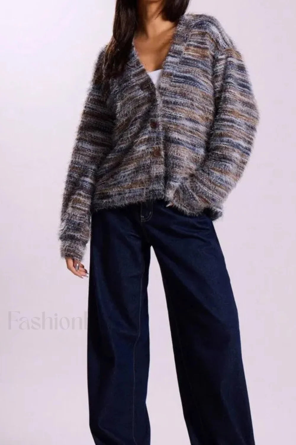 Drune | Vintage Streifen Cardigan mit V-Ausschnitt