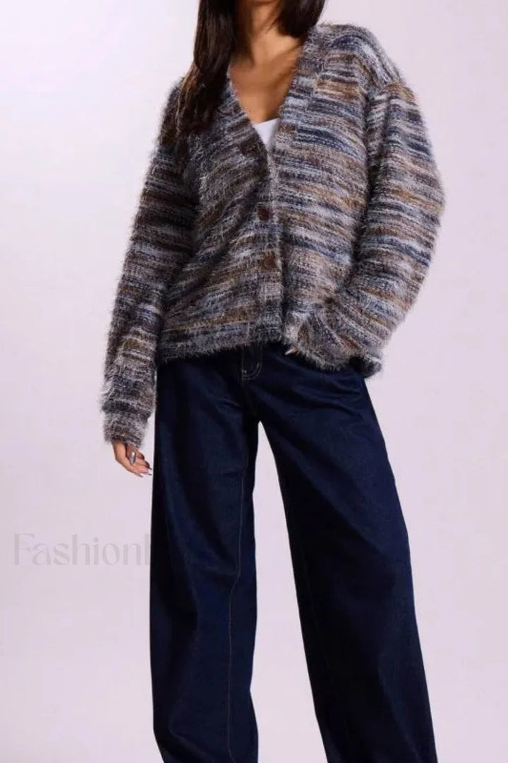 Drune | Vintage Streifen Cardigan mit V-Ausschnitt